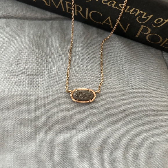 Kendra Scott Elise Platinum Drusy Rose Gold Necklace - Picture 3 of 3